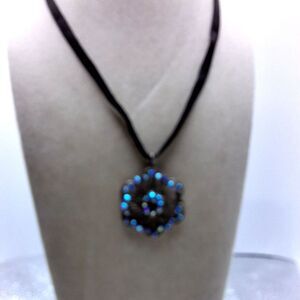 A Women's Aurora Borealis Mandala Pendant Velvet Necklace Fairycore Whimsigoth